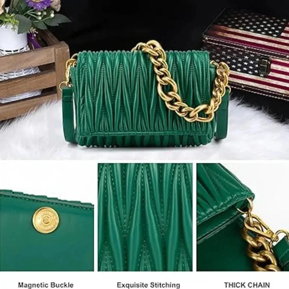 Small Quilted Cell Phone Purse for Women Soft Chain Crossbody